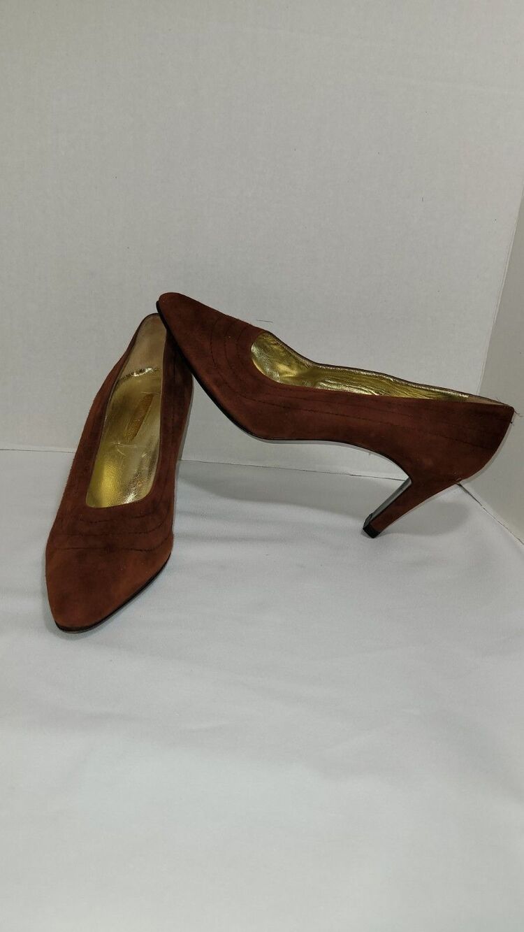 ESCADA Brown Suede Pumps Women's Size 8.5 3" Heels Italy New Heel Taps